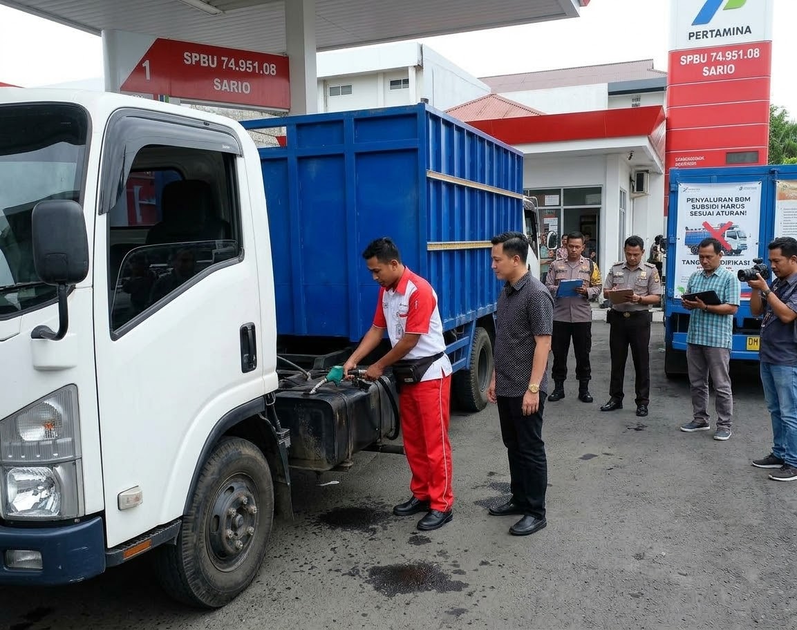 Diduga Oprator yang Bernama REZA bekerja Sama dengan Ouwner Stasiun Pertamina SPBU 74.951.08 Sario yang Diduga Bernama Andre Menjadi Otak Peyaluran BBM Solar Subsidi.