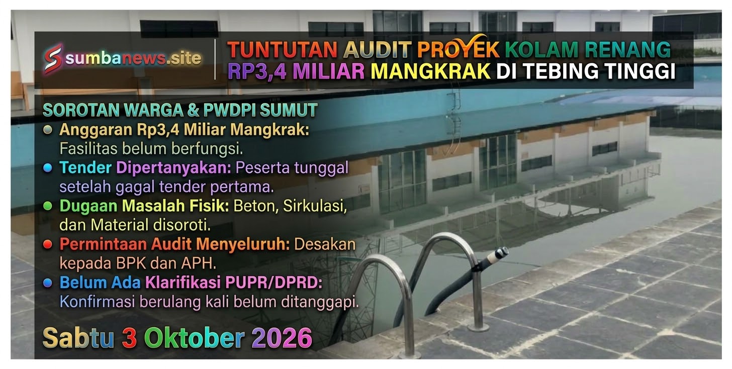 Warga Tebing Tinggi Soroti Proyek Kolam Renang Rp3,4 Miliar Mangkrak, PWDPI Sumut Minta Audit